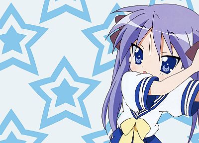Счастливая Звезда (Лаки Стар), школьная форма, Хиираги Кагами, ленты, аниме, аниме девушки - оригинальные обои рабочего стола