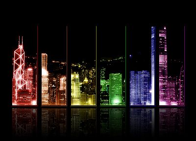 города, здания, Гонконг, радуга, Радуга Город - случайные обои для рабочего стола