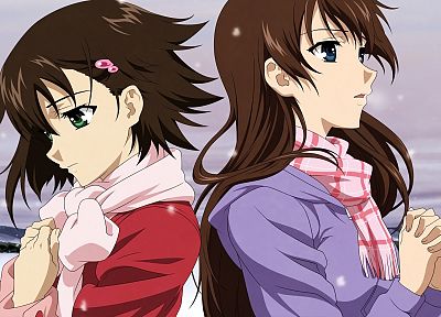 зима, Истинные Слезы, Ной Isurugi, Хироми Yuasa, аниме девушки - обои на рабочий стол