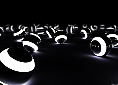 3D вид (3д), абстракции, черный цвет, белый, яйца, пылающий - оригинальные обои рабочего стола