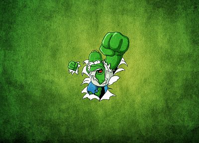 зеленый, Халк ( комический персонаж ), Гомер Симпсон, Симпсоны, Марвел комиксы - обои на рабочий стол