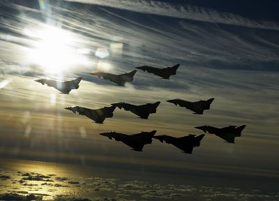 самолет, военный, Eurofighter Typhoon, транспортные средства, реактивный самолет, формирование - оригинальные обои рабочего стола