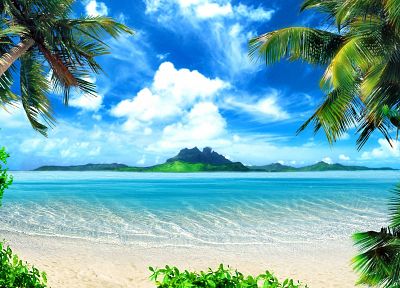 океан, пейзажи, природа, рай, острова, пальмовые деревья, море, пляжи - обои на рабочий стол