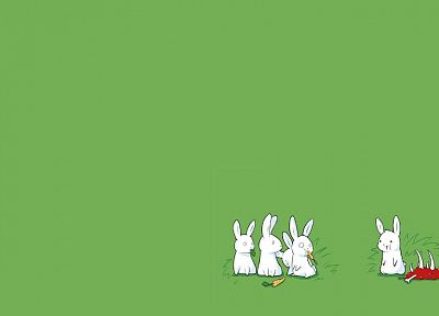 кролики, минималистичный, рисунки, простой фон, простой, зеленый фон - обои на рабочий стол