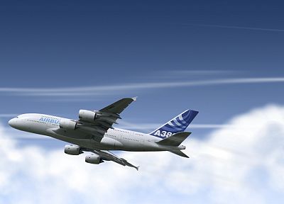самолет, инверсионных, Airbus A380-800 - похожие обои для рабочего стола
