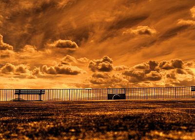 облака, оранжевый цвет, небо - обои на рабочий стол