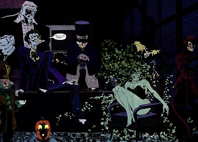 Бэтмен, DC Comics, Джокер, Женщина-кошка, Poison Ivy, Безумный Шляпник, Двуликий, Пингвин, Пугало ( комический персонаж ) - обои на рабочий стол