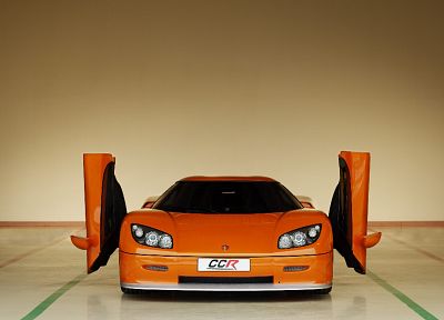 автомобили, оранжевый цвет, транспортные средства, Koenigsegg CCR, вид спереди, открытых дверей - случайные обои для рабочего стола