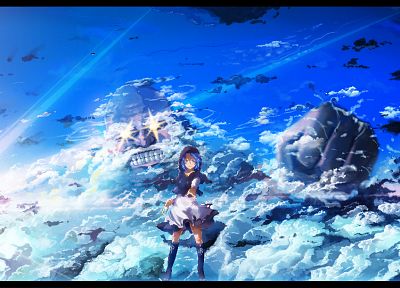 синий, облака, Тохо, аниме, небо, Kumoi Ichirin, Unzan - похожие обои для рабочего стола