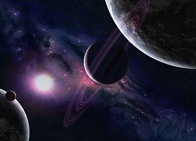 космическое пространство, Солнечная система, планеты, кольца - обои на рабочий стол