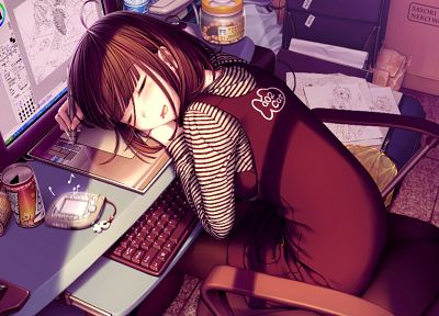 клавишные, спальный, Sayori Neko Работы, аниме девушки, Оекаки Musume, экраны - копия обоев рабочего стола
