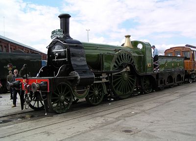 поезда, железнодорожные пути, паровой двигатель, транспортные средства, Stirling, 4-2-2 - случайные обои для рабочего стола