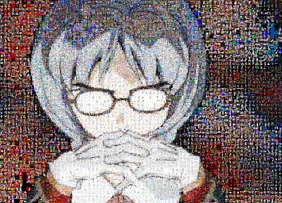 Ayanami Rei, Neon Genesis Evangelion (Евангелион), мозаика, аниме девушки, Икари Гендо - обои на рабочий стол