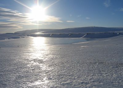 лед, горы, пейзажи, снег, Солнце, замороженный, Исландия - оригинальные обои рабочего стола