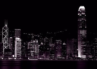города, ночь, здания, Гонконг - обои на рабочий стол
