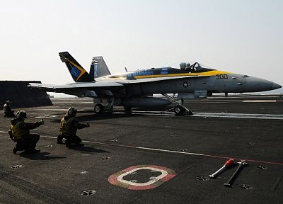 самолет, авианосцы, F- 18 Hornet - обои на рабочий стол