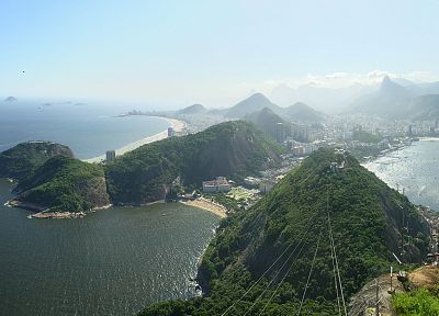 города, холмы, Бразилия, Рио-де- Жанейро, панорама, залив, море, пляжи - оригинальные обои рабочего стола
