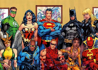 Зеленый Фонарь, Бэтмен, DC Comics, супермен, супергероев, Черная Канарейка, Лига Справедливости, Красный Торнадо, Hawkgirl, Черная молния, Red Arrow, Wonder Woman, Vixen (комикс ) - копия обоев рабочего стола