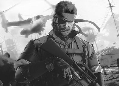 видеоигры, Metal Gear Solid, монохромный, произведение искусства, Peace Walker, Big Boss - копия обоев рабочего стола