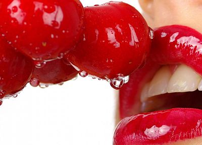 губы, вишня - случайные обои для рабочего стола
