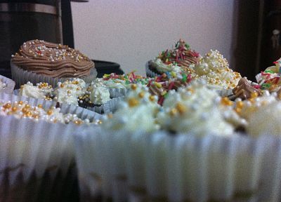многоцветный, шоколад, кексы, конфеты, брызгает, Ваниль Лучший, обледенения - обои на рабочий стол