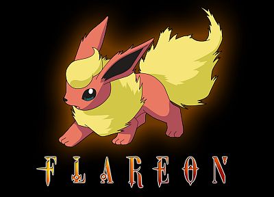 Покемон, Flareon, темный фон - обои на рабочий стол