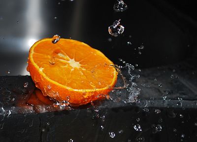 фрукты, апельсины, капли воды, макро, выборочная раскраска - случайные обои для рабочего стола