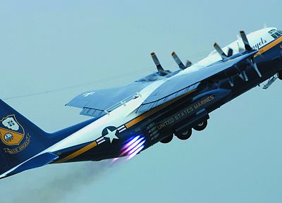 самолет, военный, USMC, С-130 Hercules, голубые ангелы - случайные обои для рабочего стола