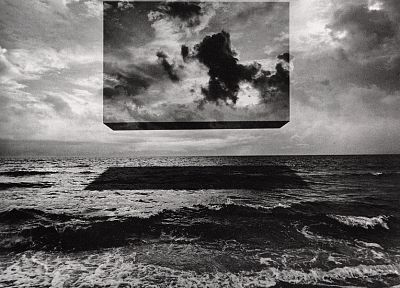черно-белое изображение, монохромный, море - копия обоев рабочего стола