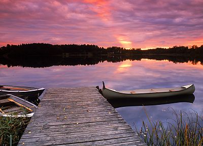 закат, док, Швеция, озера - случайные обои для рабочего стола