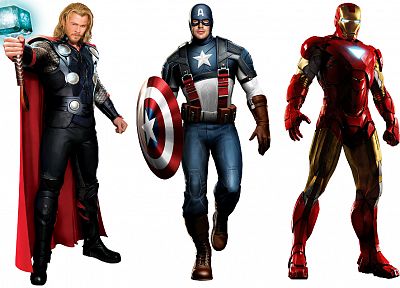 Железный Человек, Тор, Капитан Америка, произведение искусства, Крис Эванс, Marvel, Крис Хемсворт, Мстители ( фильм ), белый фон - случайные обои для рабочего стола