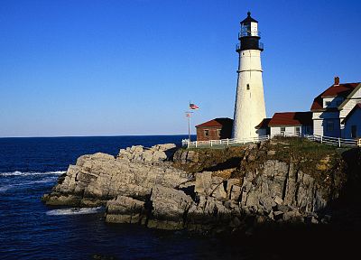 океан, скалы, маяки, Портленд фар - обои на рабочий стол