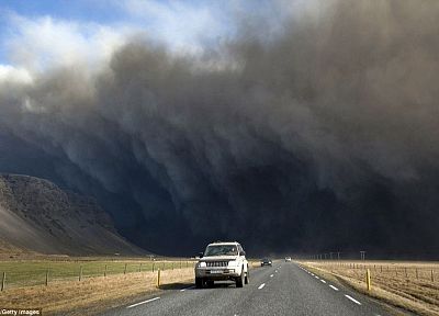 автомобили, вулканы, дым, Исландия - обои на рабочий стол