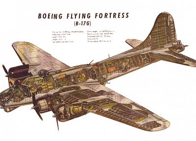самолет, военный, текст, бомбардировщик, самолеты, B- 17 Flying Fortress, вырезом - обои на рабочий стол