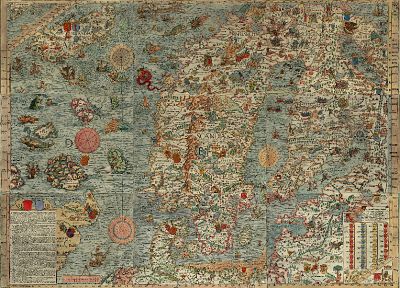 Европа, карты, Исландия, старая карта, Скандинавия - копия обоев рабочего стола
