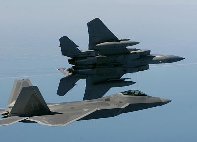 самолет, военный, F-22 Raptor, самолеты, F-15 Eagle - обои на рабочий стол