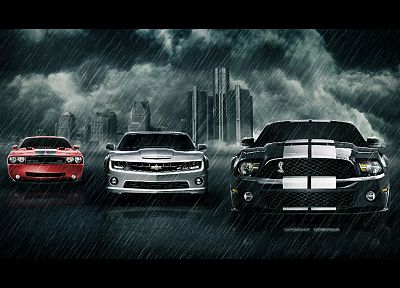 автомобили, мышцы автомобилей, транспортные средства, Шевроле Камаро, спорткары, Dodge Challenger SRT, Ford Mustang Cobra, Ford Mustang Shelby GT500 - оригинальные обои рабочего стола