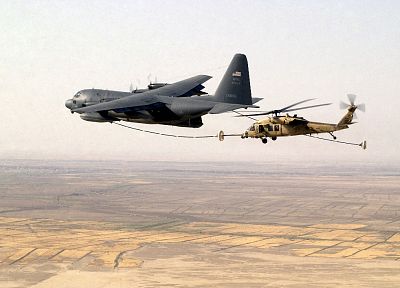 самолет, военный, вертолеты, транспортные средства, заправка, UH - 60 Black Hawk, KC - 130 Hercules - оригинальные обои рабочего стола