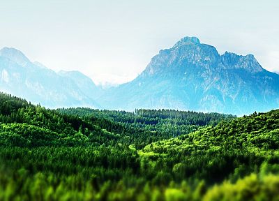 горы, пейзажи, леса, Бавария, сдвигом и наклоном - оригинальные обои рабочего стола