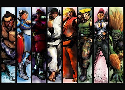 Street Fighter, Рю, Akuma, Chun-Li, Кен, Бланка, М. Бизон, C. Viper, Е. Honda, Коварство - копия обоев рабочего стола