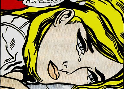 блондинки, текст, комиксы, голубые глаза, слезы, произведение искусства, поп-арт, Рой Лихтенштейн - случайные обои для рабочего стола