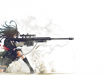 школьная форма, снайперские винтовки, Баррет M82A1, простой фон, Козаки Юсуке, оригинальные персонажи - похожие обои для рабочего стола