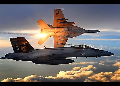 облака, самолет, военный, военно-морской флот, самолеты, транспортные средства, F- 18 Hornet - оригинальные обои рабочего стола