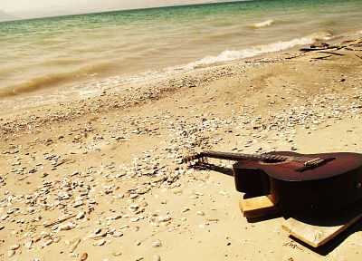 пейзажи, песок, гитары, пляжи - копия обоев рабочего стола