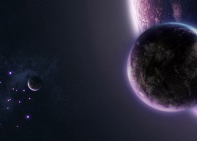 космическое пространство, звезды, планеты, фиолетовый, научная фантастика - обои на рабочий стол