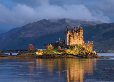 горы, замки, Шотландия, озера, Eilean Donan замок - случайные обои для рабочего стола
