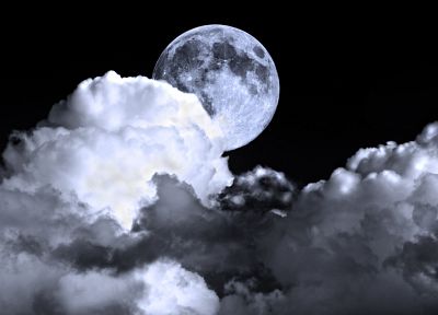 облака, Луна - случайные обои для рабочего стола