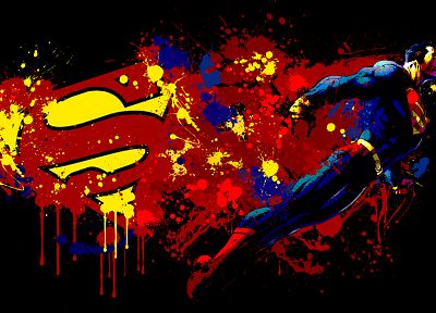 супермен, супергероев, Superman Logo, темный фон, краска брызги - случайные обои для рабочего стола