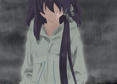 дождь, Clannad, печальный, унылый, Fujibayashi Kyou - случайные обои для рабочего стола