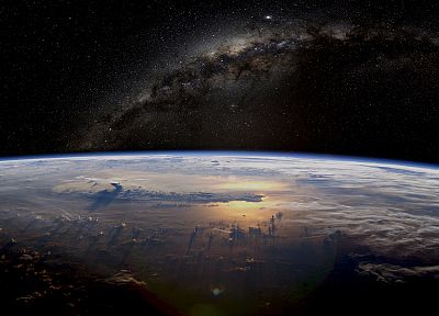 космическое пространство, Земля, Млечный Путь - оригинальные обои рабочего стола